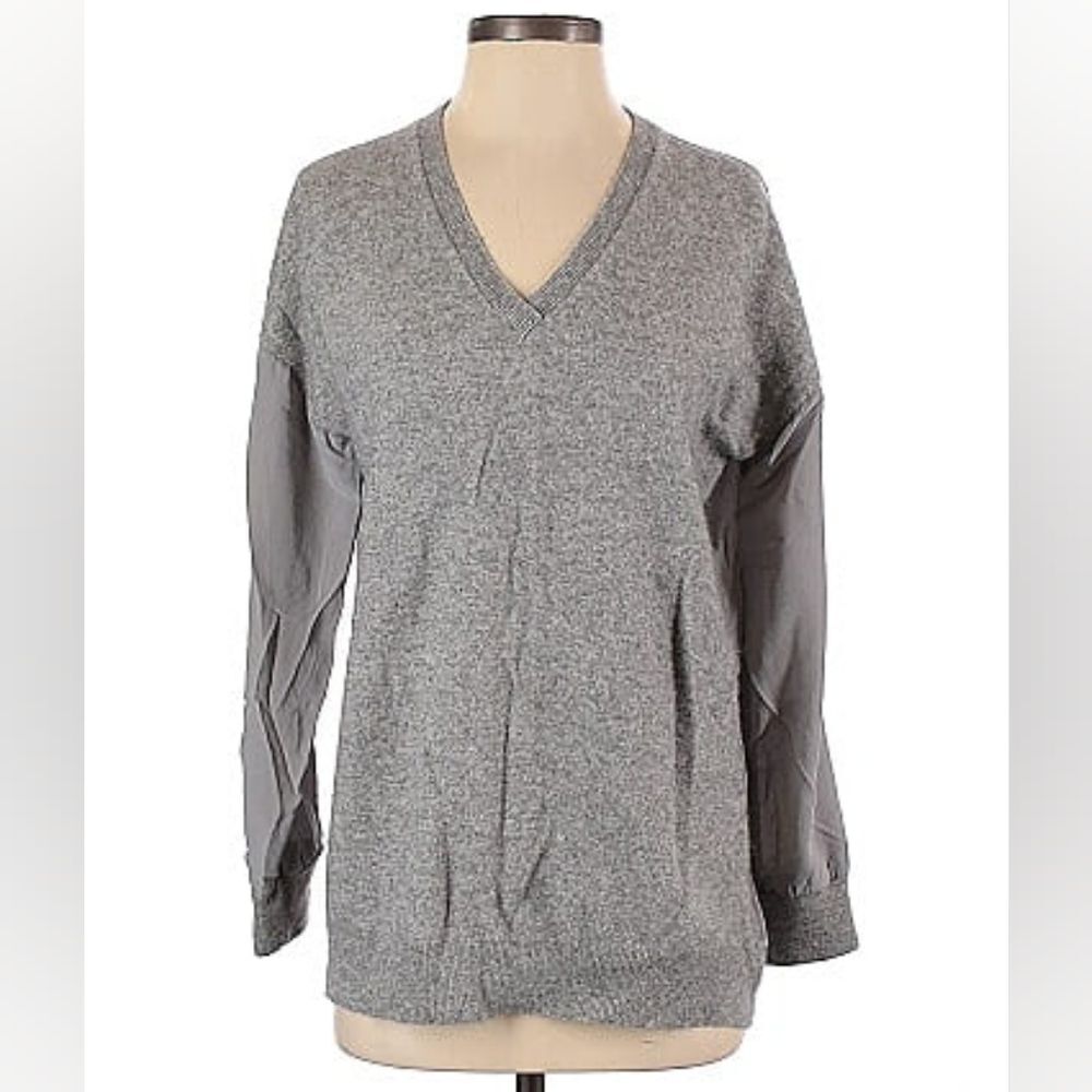 Magaschoni Cashmere Silk Sweater Soft V Neck Oversized Preppy Contemporary Sz:S